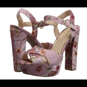 Blush Floral Faux Velvet Sandals